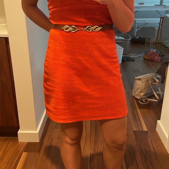 Brown belt with elastic back and gold closure - Picture 3 of 5